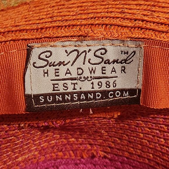 Sun N Sand Lot Of 2 Packable Straw Sun Hats Fedora And Ombre Sunset Resortwear - Picture 7 of 16